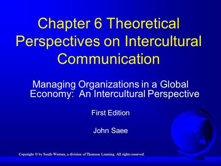 Chapter 6 Theoretical Perspectives on Intercultural Communication