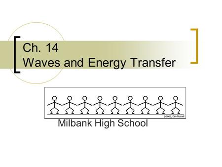 Ch. 14 Waves and Energy Transfer Milbank High School.
