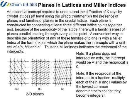 Planes in Lattices and Miller Indices