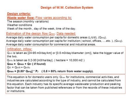 Design of W.W. Collection System