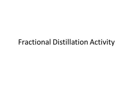 Fractional Distillation Activity. Asphalt Coke Tar Wax Feedstock from Residue.
