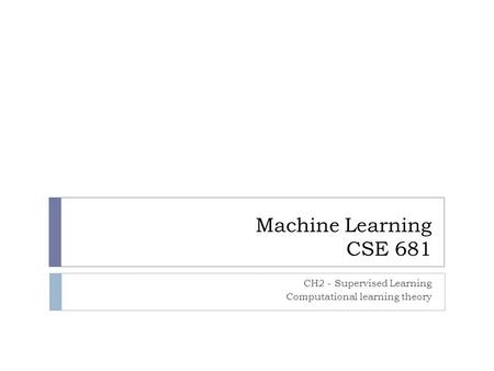 CH2 - Supervised Learning Computational learning theory