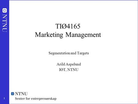 TIØ4165 Marketing Management