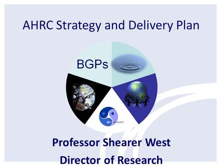 AHRC Strategy and Delivery Plan Professor Shearer West Director of Research.