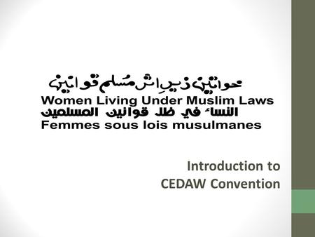 Introduction to CEDAW Convention