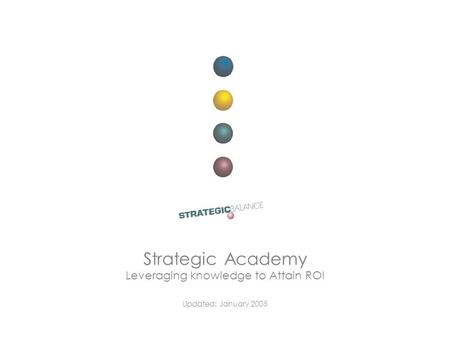 Education Strategic Academy Leveraging knowledge to Attain ROI Updated: January 2005.
