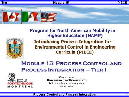 Module 15: Process Control and Process Integration – Tier I