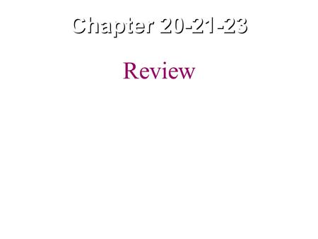 Chapter 20-21-23 Review.