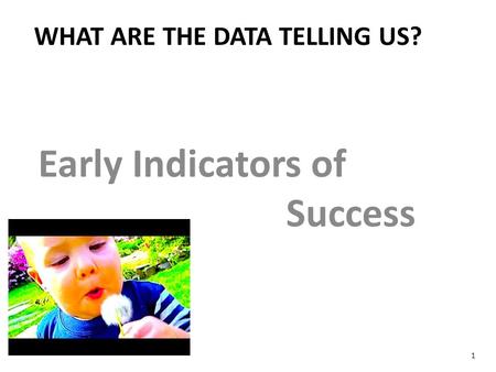 Early Indicators of Success WHAT ARE THE DATA TELLING US? 1.
