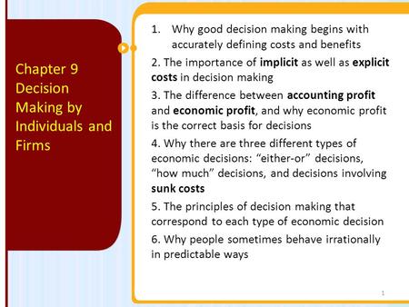 Decision Making by Individuals and Firms