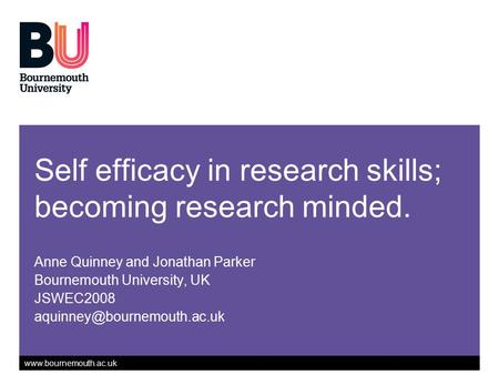 Self efficacy in research skills; becoming research minded.