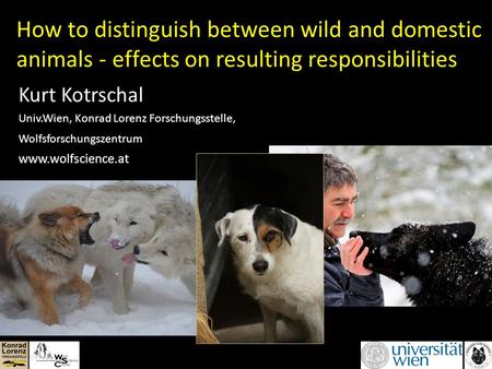 How to distinguish between wild and domestic animals - effects on resulting responsibilities Kurt Kotrschal Univ.Wien, Konrad Lorenz Forschungsstelle,