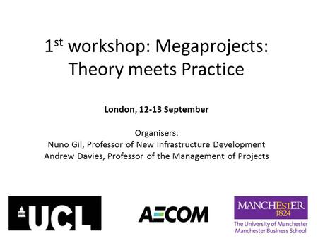 1st workshop: Megaprojects: Theory meets Practice