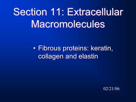 Section 11: Extracellular Macromolecules