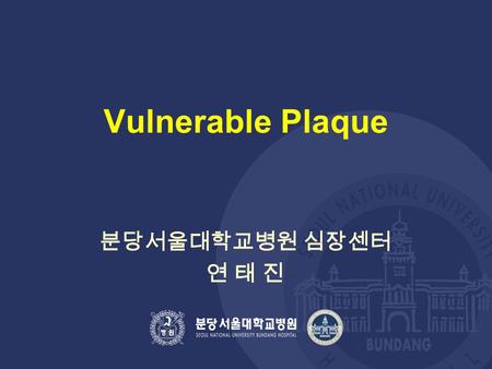 Vulnerable Plaque 분당서울대학교병원 심장센터 연 태 진. Causes / mediators of atherothrombosis Endothelial dysfunction Fatty streak Fibrous plaque Unstable Fibrous plaque.