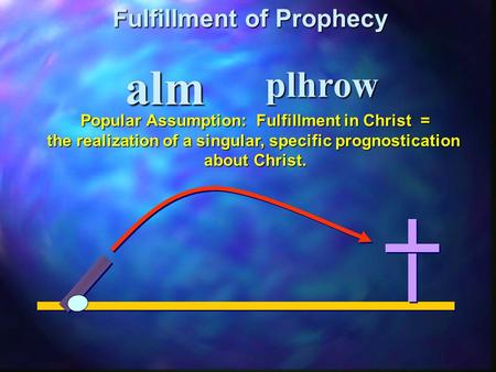 Alm Fulfillment of Prophecy plhrow Popular Assumption: Fulfillment in Christ = the realization of a singular, specific prognostication about Christ.