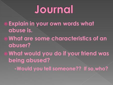 Journal Explain in your own words what abuse is.