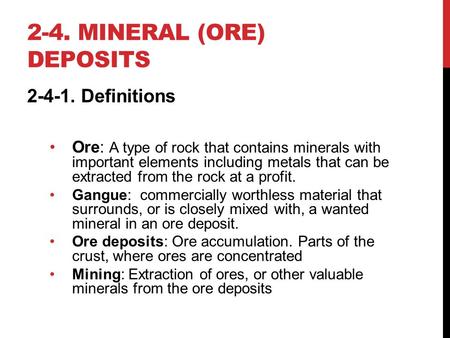 2-4. mineral (ore) deposits