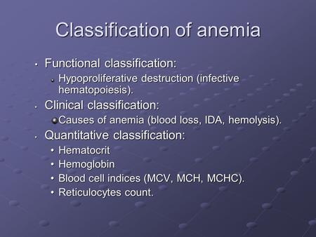 Classification of anemia