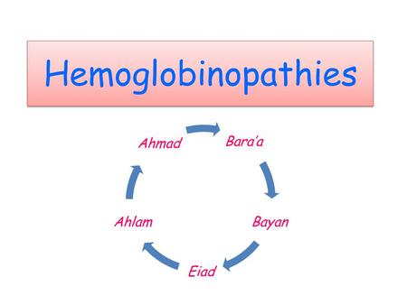 Hemoglobinopathies Bara’a Bayan Eiad Ahlam Ahmad.
