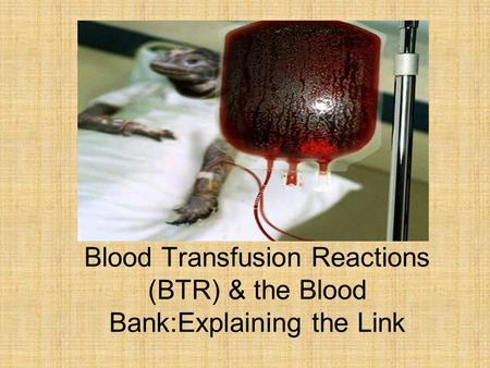 Blood Transfusion Reactions (BTR) & the Blood Bank:Explaining the Link