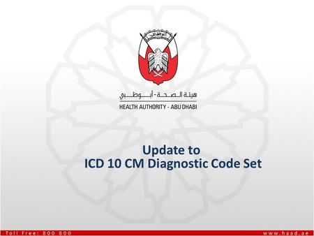 Update to ICD 10 CM Diagnostic Code Set