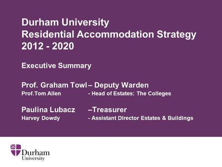 Durham University Residential Accommodation Strategy