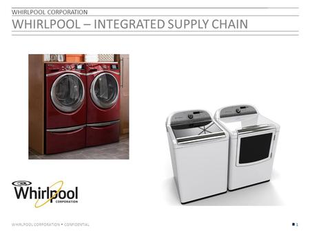 WHIRLPOOL CORPORATION  CONFIDENTIAL WHIRLPOOL – INTEGRATED SUPPLY CHAIN WHIRLPOOL CORPORATION 1.