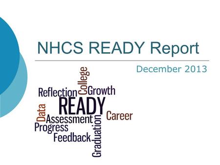 NHCS READY Report December 2013. Presentation Format Curriculum Change Rationale and Timeline Proficiency for Grades 3-8 School Growth Proficiency for.