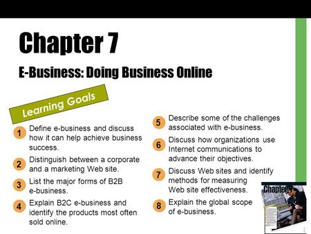 Chapter 7 E-Business: Doing Business Online Learning Goals