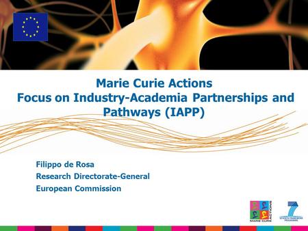 Filippo de Rosa Research Directorate-General European Commission Marie Curie Actions Focus on Industry-Academia Partnerships and Pathways (IAPP)