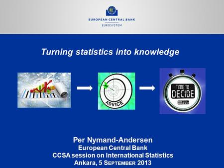 Turning statistics into knowledge Per Nymand-Andersen European Central Bank CCSA session on International Statistics Ankara, 5 S EPTEMBER 2013.