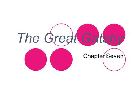 The Great Gatsby Chapter Seven. The Party is Over.