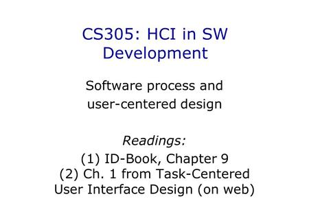 CS305: HCI in SW Development