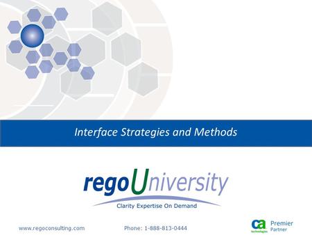 Www.regoconsulting.comPhone: 1-888-813-0444 Interface Strategies and Methods.