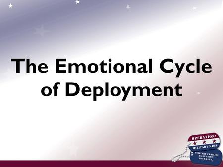 The Emotional Cycle of Deployment. Deployment and the Community Blanket Activity.