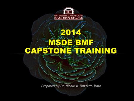 2014 MSDE BMF CAPSTONE TRAINING Prepared by Dr. Nicole A. Buzzetto-More.