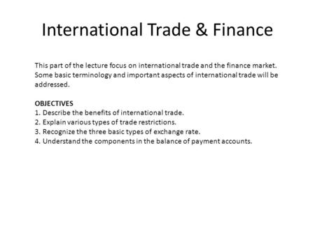 International Trade & Finance