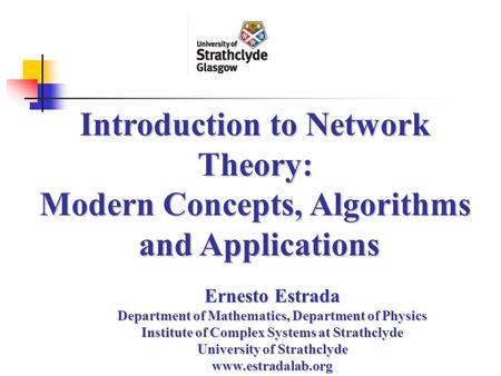 Introduction to Network Theory: Modern Concepts, Algorithms