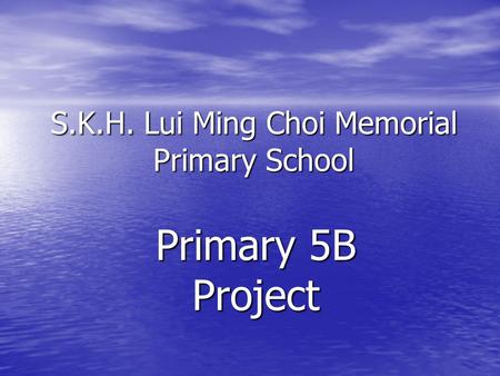 S.K.H. Lui Ming Choi Memorial Primary School Primary 5B Project.