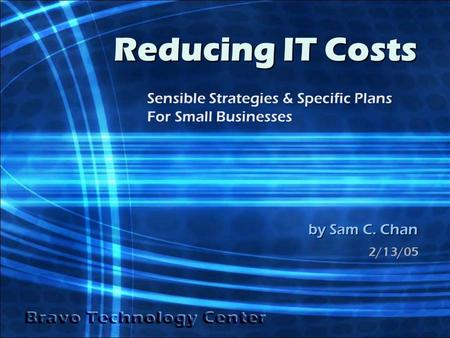 By Sam C. Chan Sensible Strategies & Specific Plans For Small Businesses Reducing IT Costs 2/13/05.