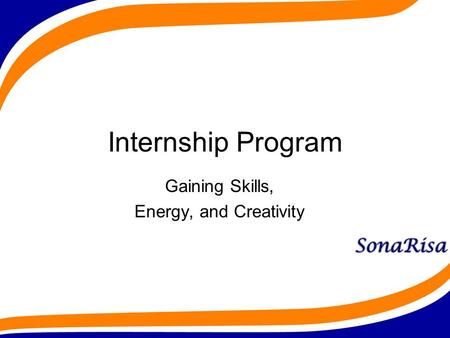 Internship Program Gaining Skills, Energy, and Creativity.