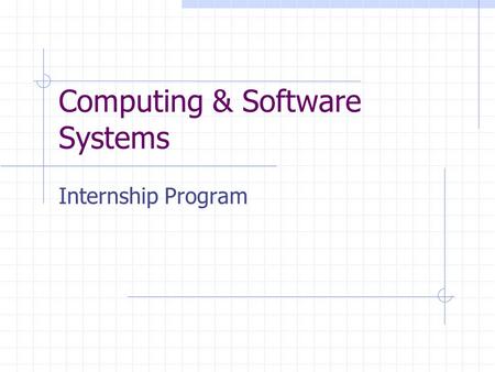 Computing & Software Systems