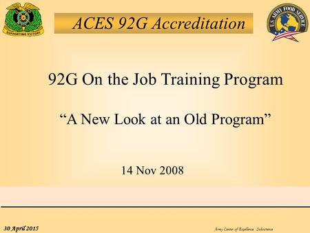 92G On the Job Training Program