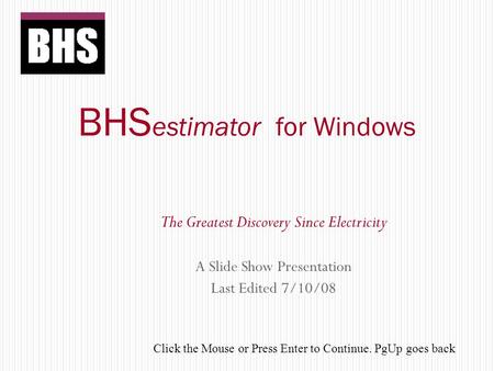 BHSestimator for Windows