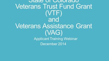 Applicant Training Webinar December 2014