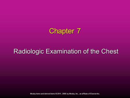 Radiologic Examination of the Chest