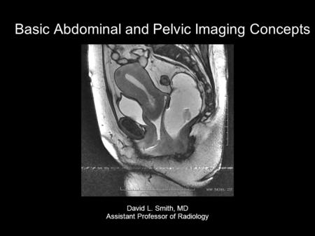 Basic Abdominal and Pelvic Imaging Concepts David L. Smith, MD Assistant Professor of Radiology.