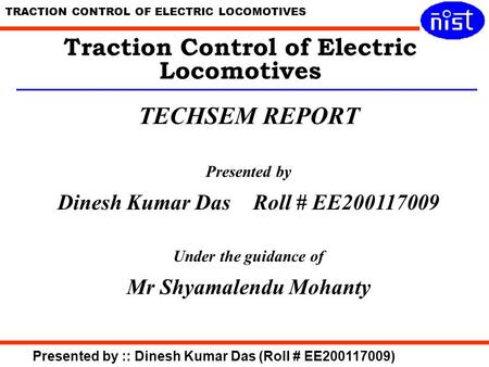 Traction Control of Electric Locomotives