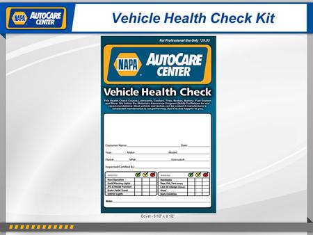 Vehicle Health Check Kit Cover - 5 1/2” x 8 1/2”.